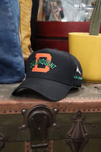 Load image into Gallery viewer, 1940&#39;s Style Logo 5 Panel Snap Back Cap in Black and Orange
