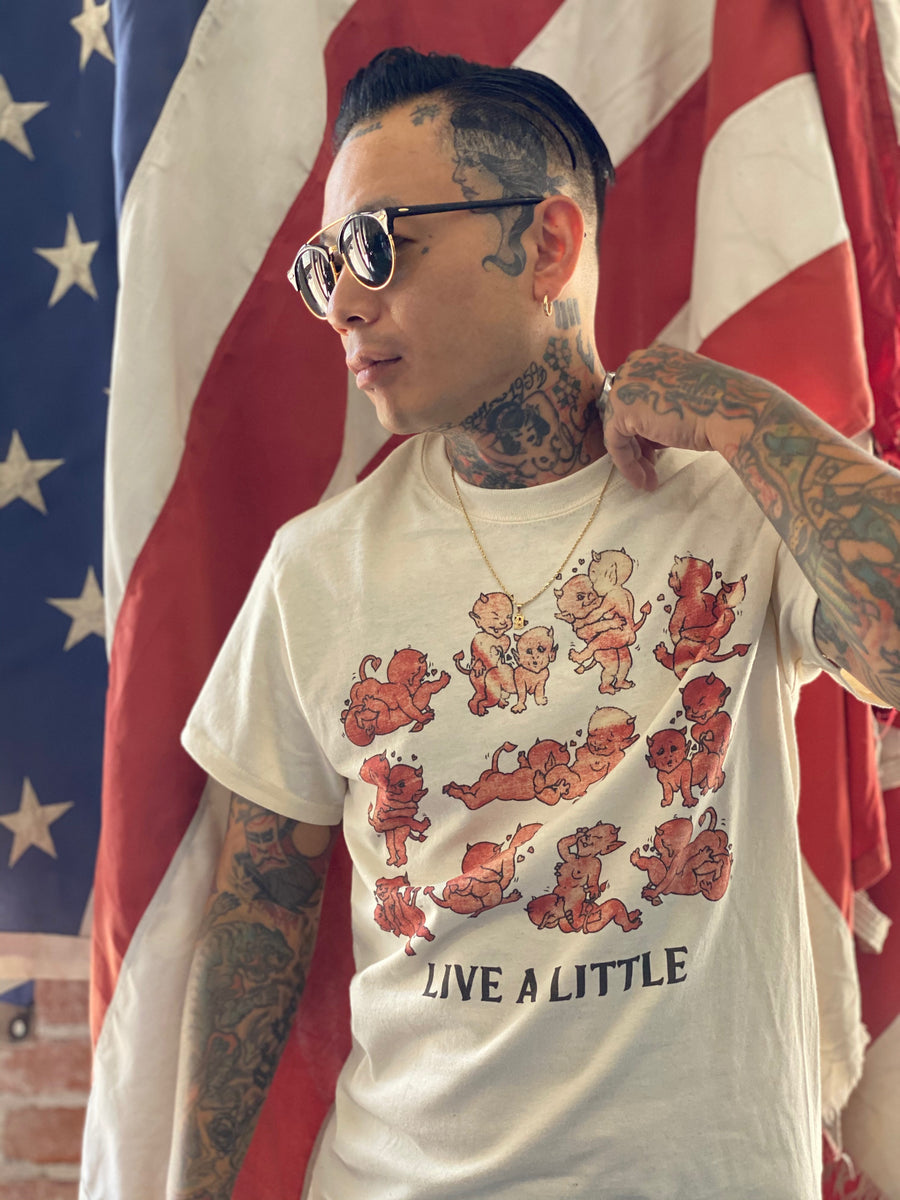 Live a little Tee in Natural – Delinquent Bros