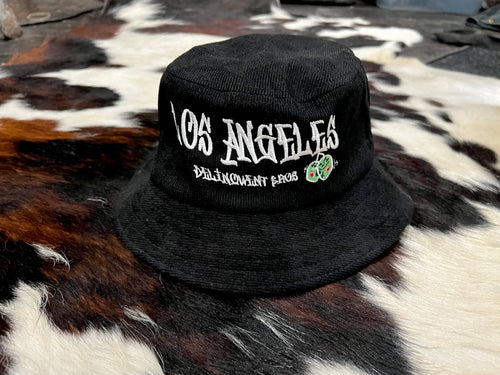 90's Baby Corduroy Bucket Hat in Black