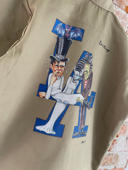 LA Monster 1/4 zip work shirt in Khaki