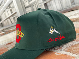 1940's Style Logo 5 Panel Snap Back Cap in Green