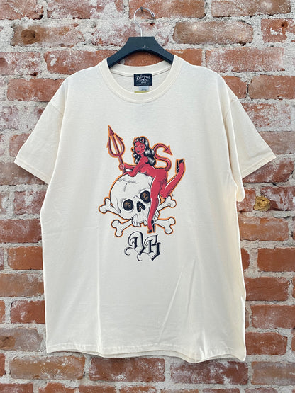 Devil Girl & Skull Tee in Natural