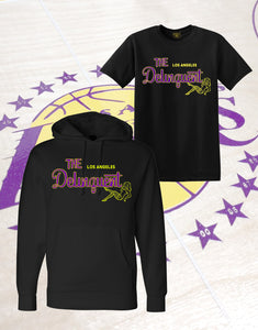The Delinquent LA Tee in Black (Purple/Yellow)