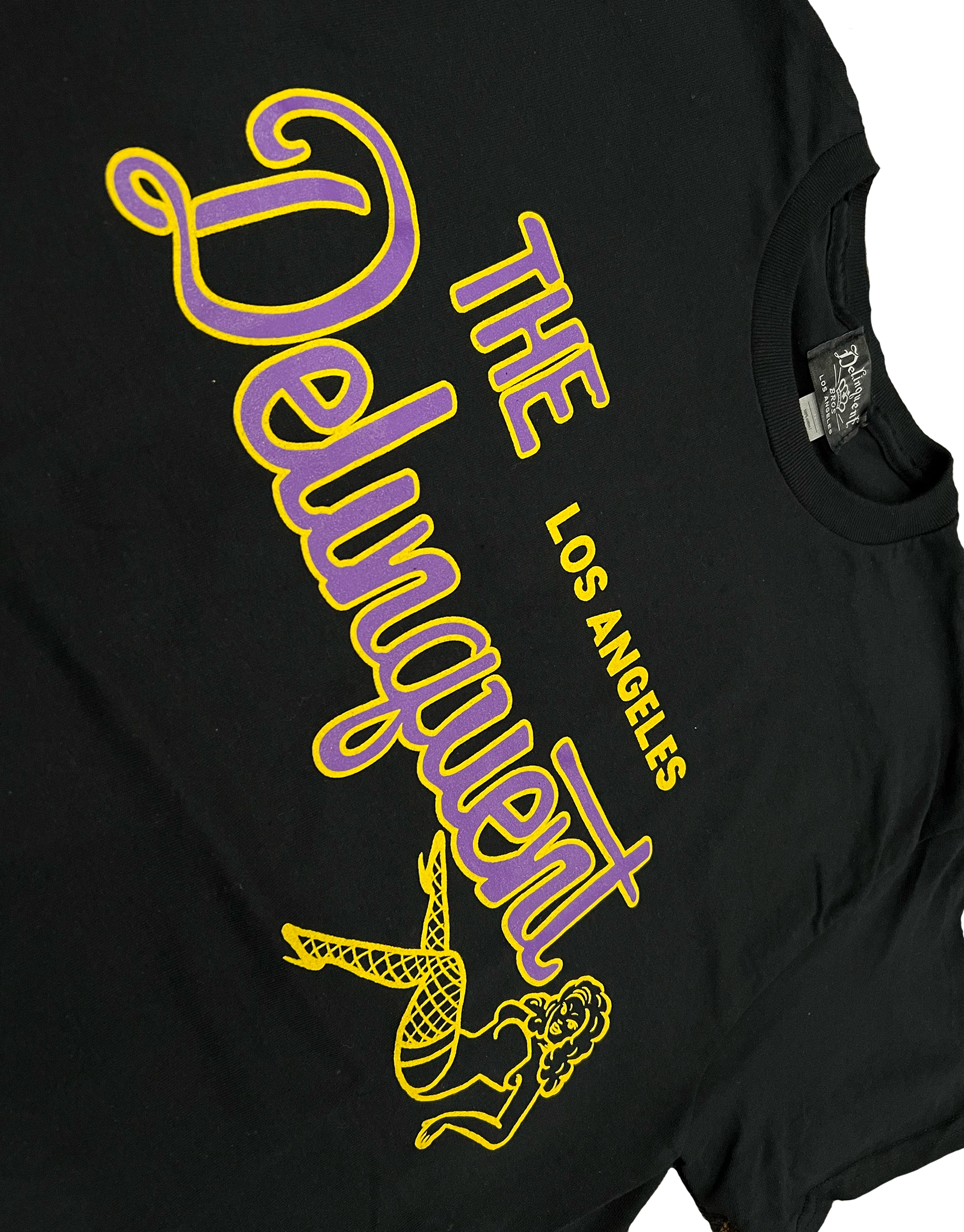 The Delinquent LA Tee in Black (Purple/Yellow) – Delinquent Bros The Delinquent LA Tee in Black (Purple/Yellow) – Delinquent Bros