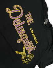 Load image into Gallery viewer, The Delinquent LA Tee in Black (Purple/Yellow)