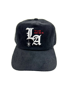 "To Live and Die in LA"Corduroy Snap Back Cap in Black