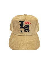 Load image into Gallery viewer, &quot;To Live and Die in LA&quot;Corduroy Snap Back Cap in Beige
