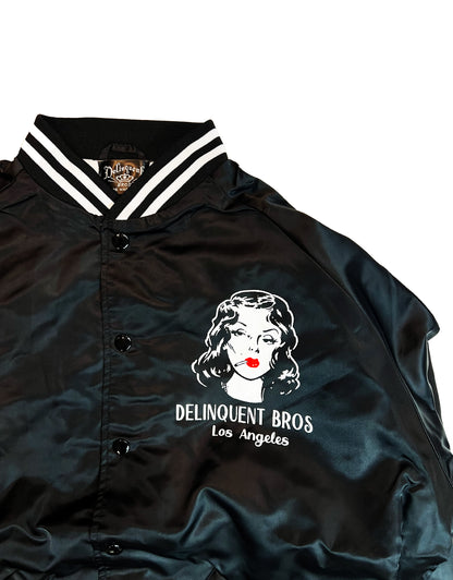 New Smoke Girl Baseball Jacket in Black