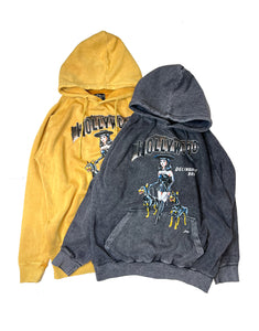 "Witches & Bitches"Vintage Washed Hoodie in Mustard.